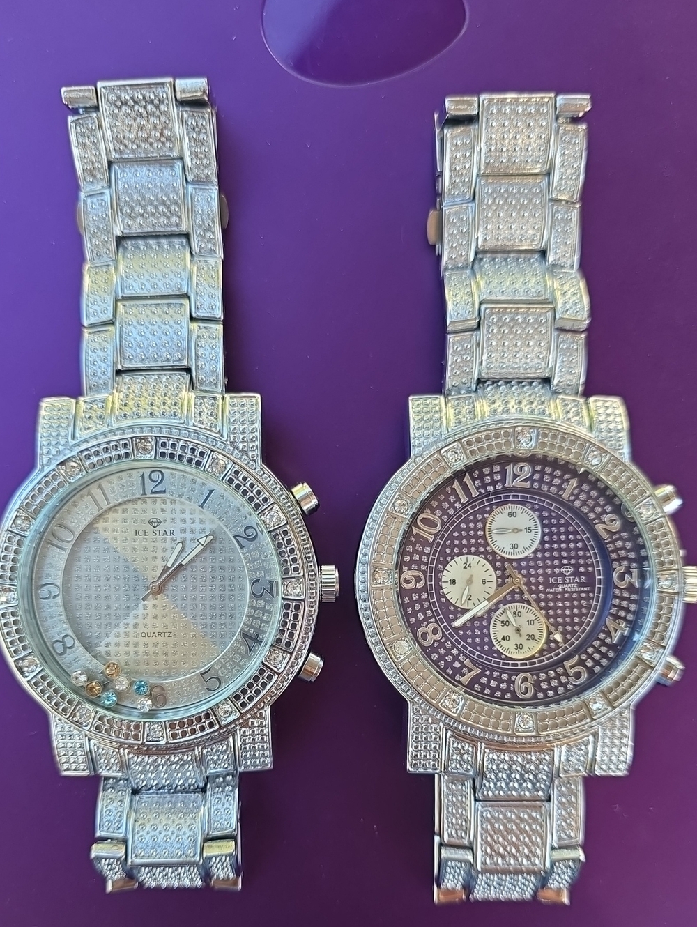 742.  Pair Of Men's Overaized Iced-out Watches